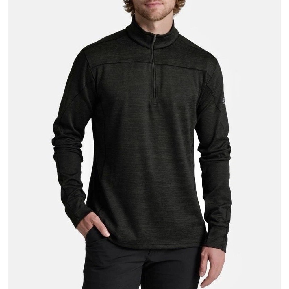 KUHL Ryzer 1/4 Zip Pullover Men XXL Blackout Black Fleece Sweater Hike Golf NEW